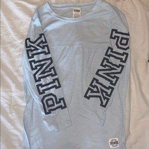 PINK light blue quarter length sleeve shirt